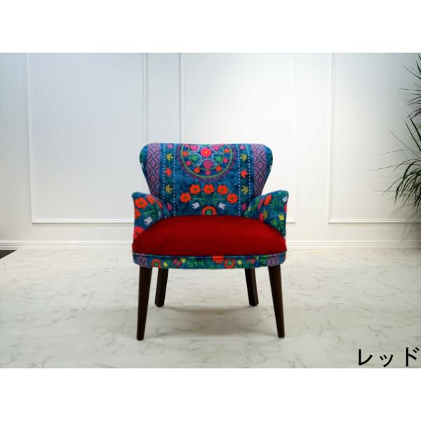 ROYAL (ロイヤル)　1人掛けソファ　レッド　花柄　トルコ製　sf1-r001-rd