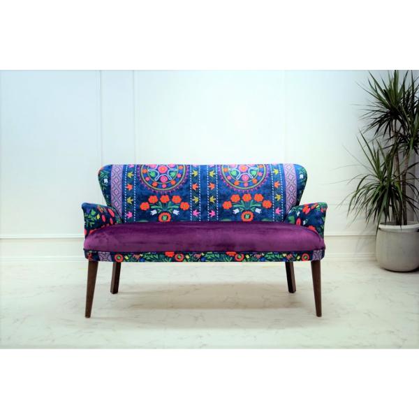 ROYAL ロイヤル 2人掛けソファ パープル 花柄 トルコ製 SF2-R001-PU