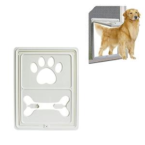 猫のフラップ大型ペットウィンドウスクリーンぶら下げファッション犬のドア2ウェイロック簡単なインストールすべてのペット45.5x35.5x2 cm,White