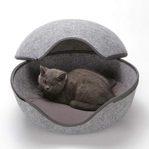 猫と犬のためのポータブルソフトペットベッドふわふわペット用品犬小屋卵卵猫くず卵形の暖かいペットくず猫くず犬犬小屋,灰