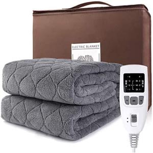 電気毛布 8時間の自動電源オフおよび過熱保護付きの超柔らかい冬の電熱毛布 加熱可能な毛布 洗える,180*150 cm