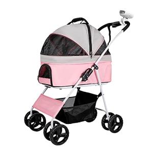 中程度の小型犬用のペットドッグベビーカー プレミアムドッグキャットベビーカー20kg折りたたみ可能なペッ