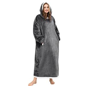 Echana 厚い 着る毛布 ガウン 暖かい 両面 着るブランケット ルームウェア パジャマ 部屋着 メンズ レディース 冷え対策 着丈150cm