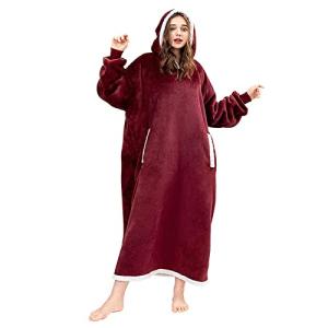 Echana 厚い 着る毛布 ガウン 暖かい 両面 着るブランケット ルームウェア パジャマ 部屋着 メンズ レディース 冷え対策 着丈150cm