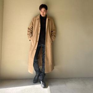 メンズ ロング コート シングル コーデュロイ オーバーシルエット バルマカーン ベージュ シンプル...