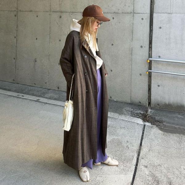 レモン ブラウン コート ノーカラー 襟なし  長く楽しめる一品 レディースファッション アウター ...