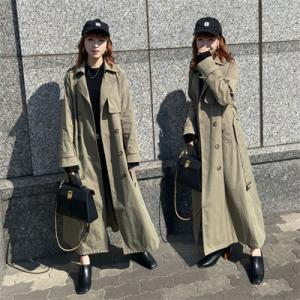 トレンチコート マキシ 新色ライトカーキ ミリタリー エレガント シンプル マニッシュ レディースファッション アウター ロング マキシ