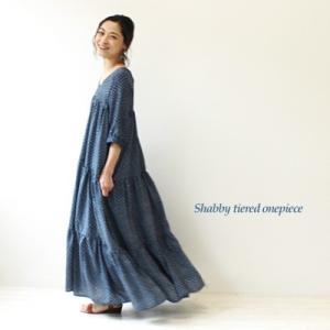 ＬＥＭＯＮ シャビーティアードワンピース ティアード ドット 5分袖 ガーリー アンティーク ヴィン...