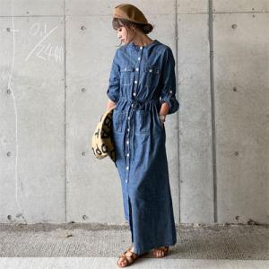 マリン フード ワンピース マリンテイスト シャンブレー ダンガリー 羽織 レディースファッション ...