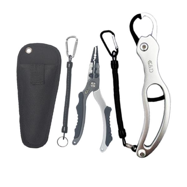 フィッシュグリップ 青物 プライヤー シルバー 2点セット 魚掴み器 ルアー 釣り バス釣り フィッ...