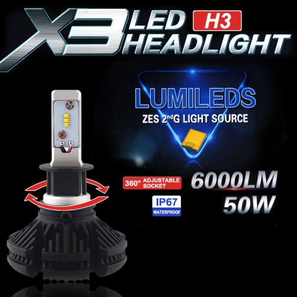 ledヘッドライトHB3 9005 2個LED X3正規品 フォグランプ 6500K 6000LM ...