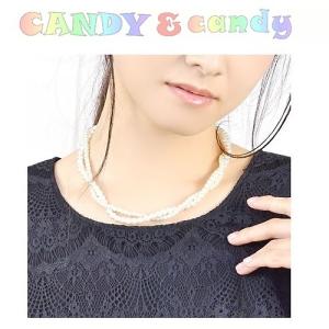 ツイストデザイン・パールネックレス　≪メール便対応≫｜candy-candy