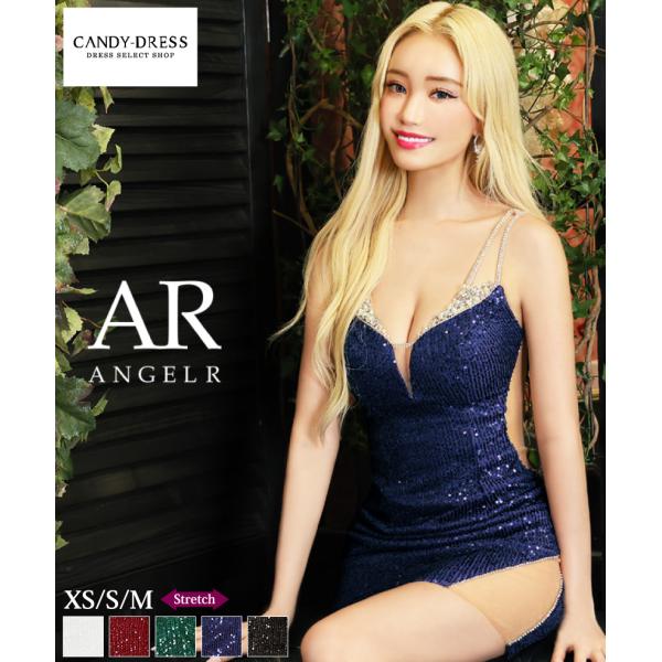 Angel R/エンジェルアール 総スパンコール×バストビジューサイドシアーノースリーブタイトミニド...