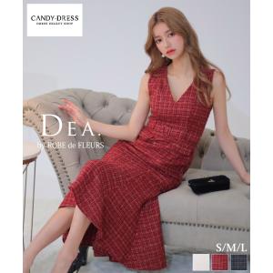 【DEA. by ROBE de FLEURS/ディアバイローブドフルール】ラメツイード/ ノースリーブ/ Vネック/ マーメイド/ ロングドレス/ キャバドレス/ ワンピース [DE3232]