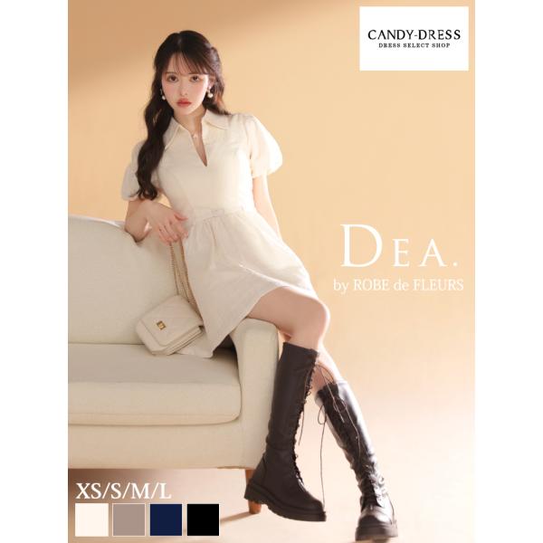 【DEA. by ROBE de FLEURS】ワッフル/ 襟付き/ バルーンスリーブ/ 半袖/ ベ...