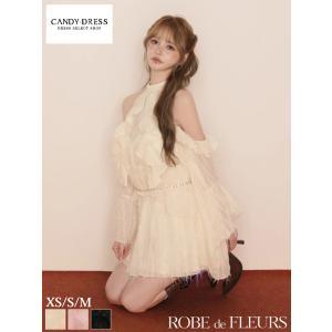 【予約】【ROBE de FLEURS / ローブドフルール】ラメ/ フリンジ/ フリル/ シフォン/ フレア/ セットアップ/ ミニドレス/ キャバドレス / ワンピース [fm3496]