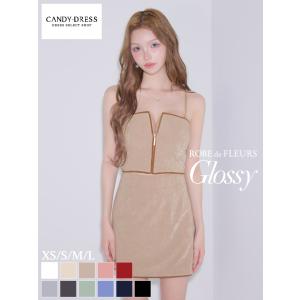 ROBE de FLEURS Glossy】ストレッチ/ ジッパー/ ベア/ チョーカー