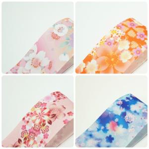 花柄赤系・青系 グログランリボン 38mmの詳細画像4