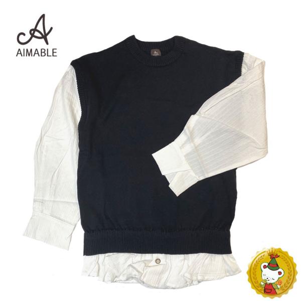 30%OFFセール/　エマーブル〔AIMABLE〕ベスト重ね着風チュニック(140cm/150cm/...