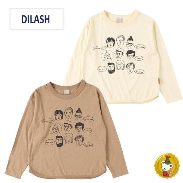 ディラッシュ DILASH /　ユニークフェイス ロンT　長袖Tシャツ (80cm-140cm）/キ...
