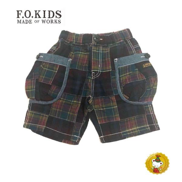 【F.O.KIDS】エフオーキッズ　先染めチェックパンツ 5分丈・男の子(90〜120cm）