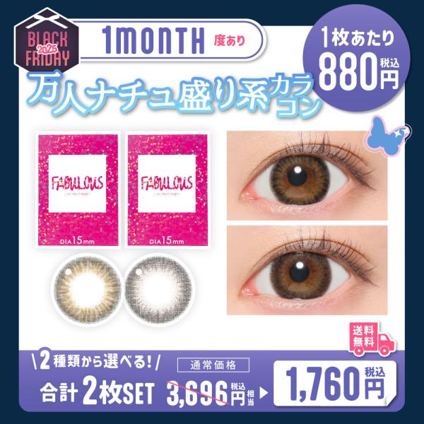 【ブラックフライデー】カラコン マンスリー 度あり 2枚 2種から選べる万人ナチュ盛り送料無料★ 1...