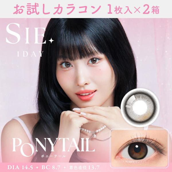 お試しカラコン SIE 1day 1枚入り《ポニーテール》 1箱1枚×2箱セット カラコン ワンデー...