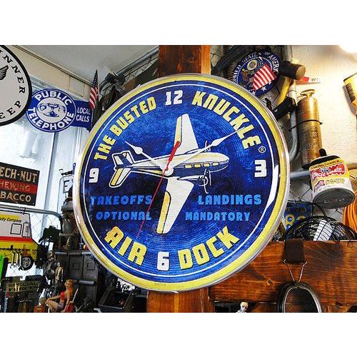 バステッドナックルガレージ　バブルクロック　（エアプレーン）　アメリカ雑貨　アメリカン雑貨　壁掛け時...