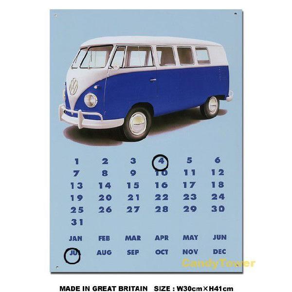アメリカ ブリキ看板 フォルクスワーゲン ワーゲンバス 万年カレンダー アメリカ雑貨 アメリカン雑貨...