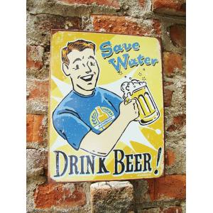 アメリカ ブリキ看板 セーブウォーター ドリンクビアー　アメリカン雑貨 アメリカ雑貨