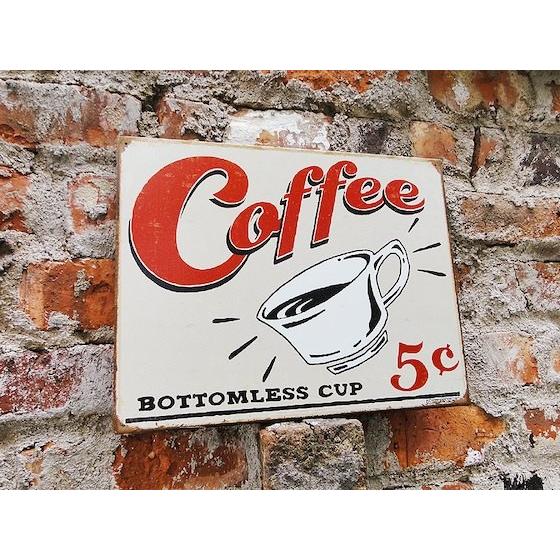 コーヒー　5セント　ブリキ看板　■ アメリカン雑貨 アメリカ雑貨