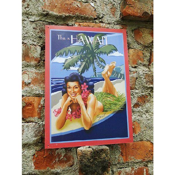 アメリカ ブリキ看板 THIS IS HAWAII ハワイ雑貨 ハワイアン雑貨 サインプレート イン...