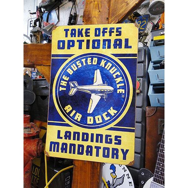 バステッドナックルガレージ　エアードック　U.S.ヘヴィースチールサイン　（レクタングル）　アメリカ...