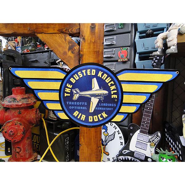★稀少な絶盤品★ バステッドナックルガレージ　エアードック　U.S.ヘヴィースチールサイン　（ウイン...