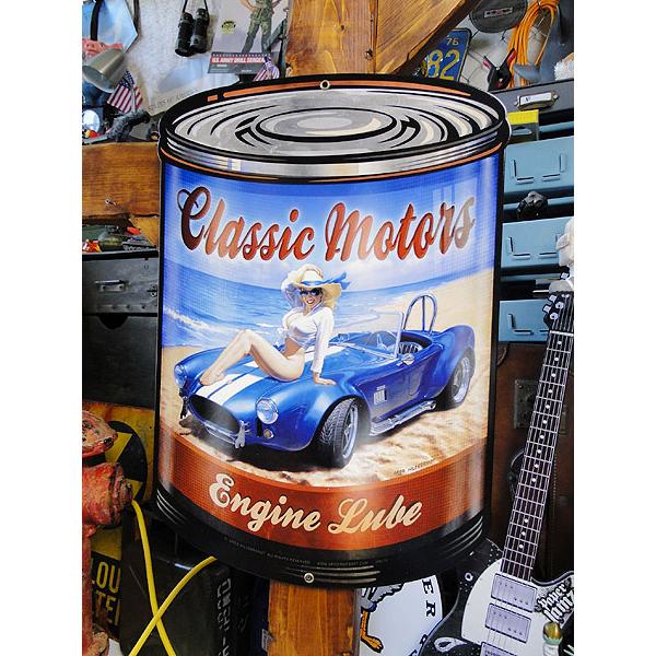 ★稀少な絶盤品★ シェルビー　コブラ　オイル缶　U.S.ヘヴィースチールサイン　（クラシックモーター...