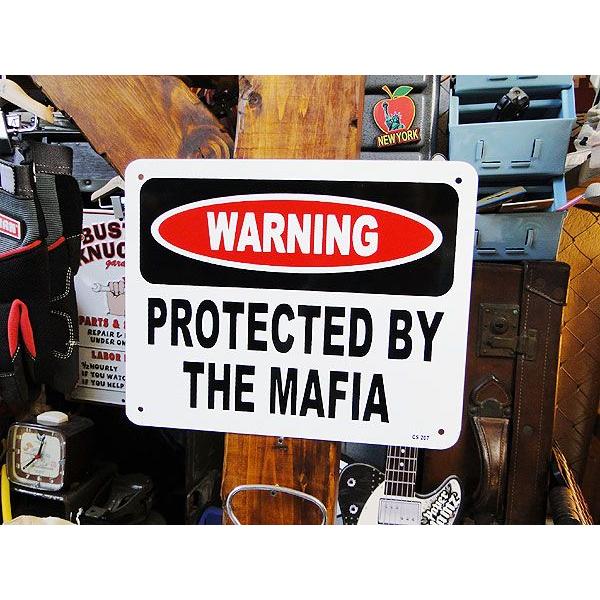 マフィアに守られてます！　ミニジョーク看板 アメリカ雑貨 アメリカン雑貨