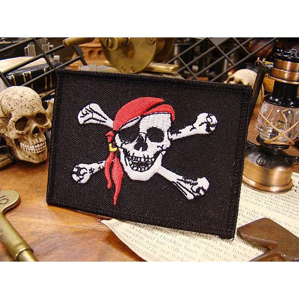 海賊ワッペン　（レッドバンダナ）　アメリカ雑貨　アメリカン雑貨　パッチ　アイロン　ブランド　アメリカ...