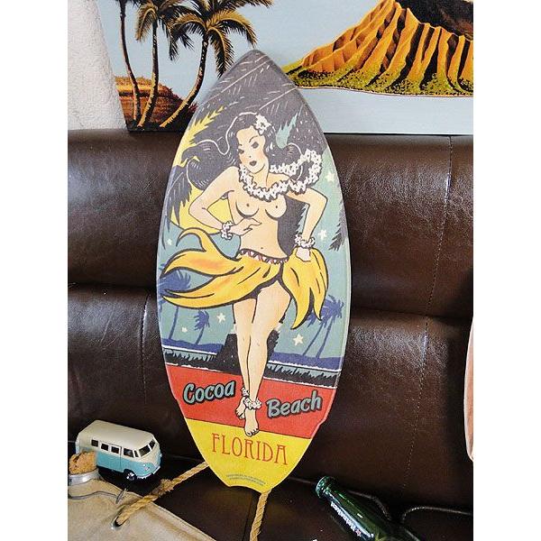 ミニサーフボード　（ピンナップガール・フラ）　アメリカン雑貨　アメリカ雑貨　おしゃれ　インテリア　ハ...