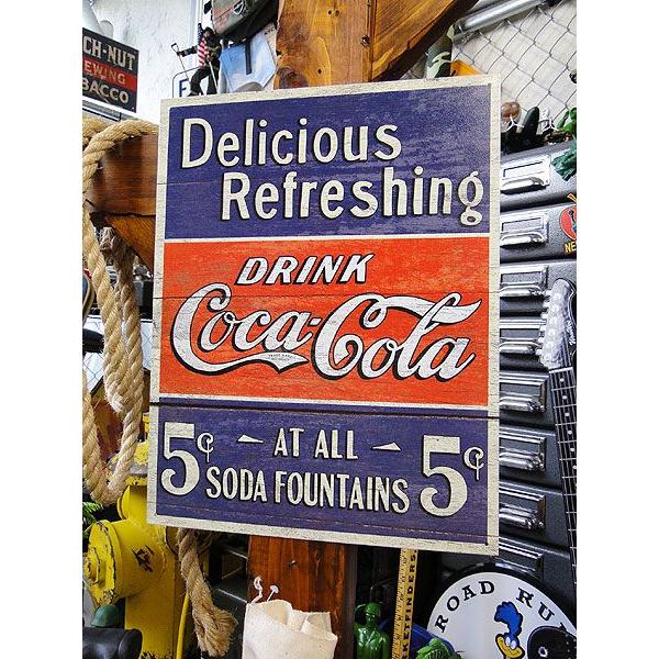 コカ・コーラブランド 5セント・ソーダファウンテン　ブリキ看板  アメリカ雑貨 アメリカン雑貨 サイ...
