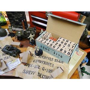 U.S.ミリタリーステンシルスタンプ　42Pセット　【Mサイズ】　文字サイズ　（1.5cm/0.6インチ）　※インク別売　アメリカン雑貨
