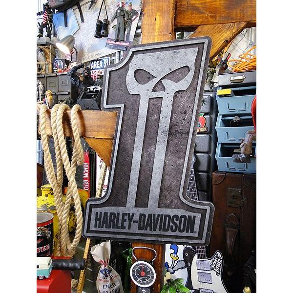 ハーレーダビッドソン #1スカル　ウッドサイン ■ アメリカン雑貨 アメリカ雑貨 harley da...