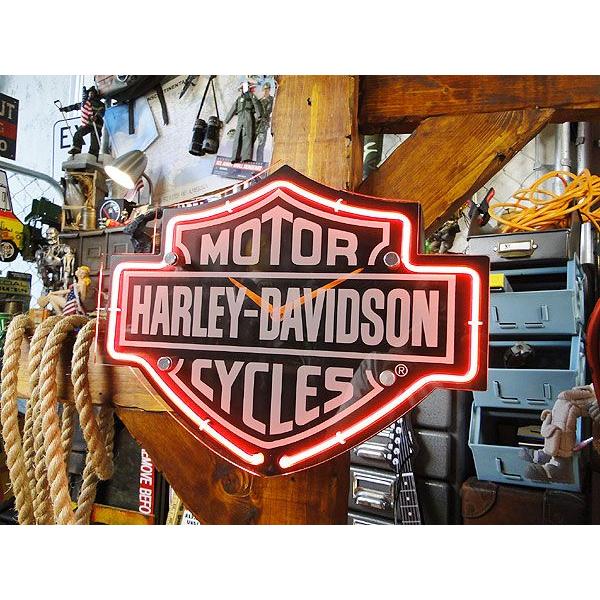 【即納】【在庫あり】 ハーレーダビッドソン バー＆シールド　ネオンクロック ■ アメリカン雑貨 アメ...