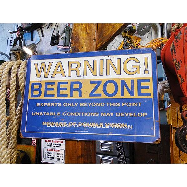 警告！ビールゾーン　U.S.ヘヴィースチールサイン アメリカ雑貨 アメリカン雑貨 サインプレート テ...