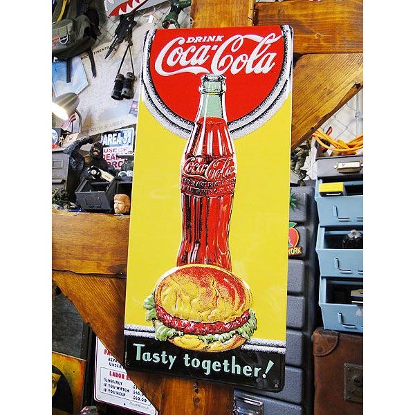 コカ・コーラ　エンボスティンサイン ハンバーガー アメリカ雑貨 アメリカン雑貨 サインプレート ティ...