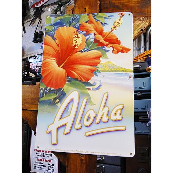 ハワイ　U.S.ヘヴィースチールサイン　（ハイビスカス）　アメリカ雑貨　アメリカン雑貨