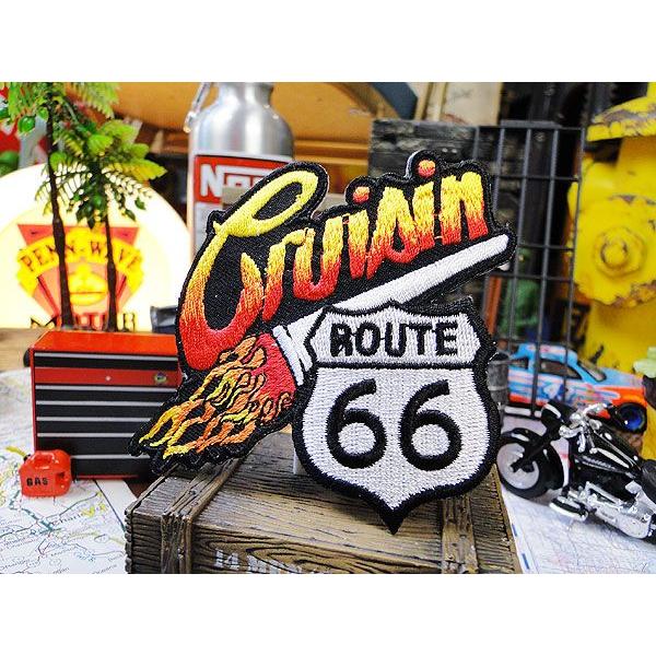 ルート66　ワッペン　（クルージン）　アメリカ雑貨　アメリカン雑貨　アイロン　キャラクター　ファッシ...