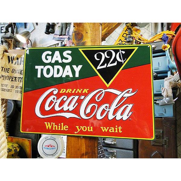 コカ・コーラブランド ガス・トゥデイ　エンボス・ティンサイン アメリカ雑貨 アメリカン雑貨 サインプ...