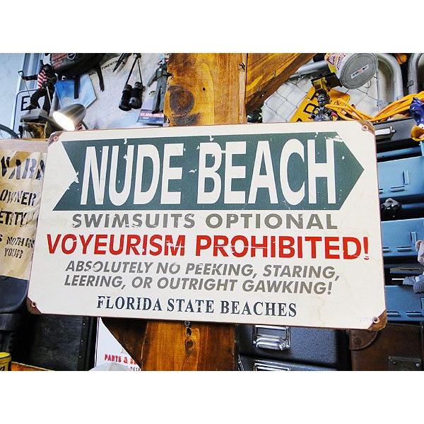 ヌードビーチ　U.S.ヘヴィースチールサイン アメリカ雑貨 アメリカン雑貨 サインプレート