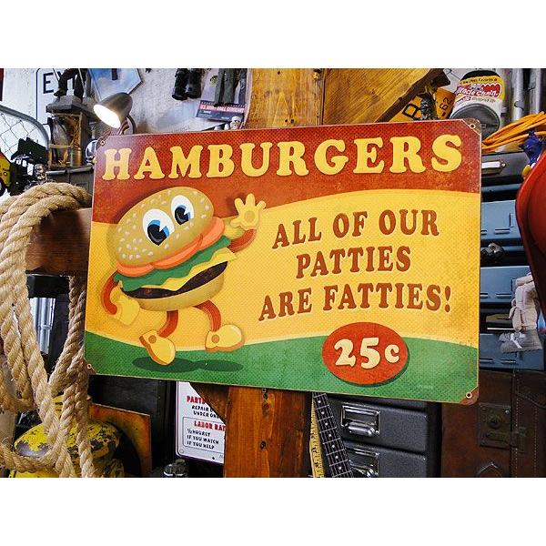 ファーストフードブラザーズ　U.S.ヘヴィースチールサイン　（ハンバーガー/レクタングル）　アメリカ...