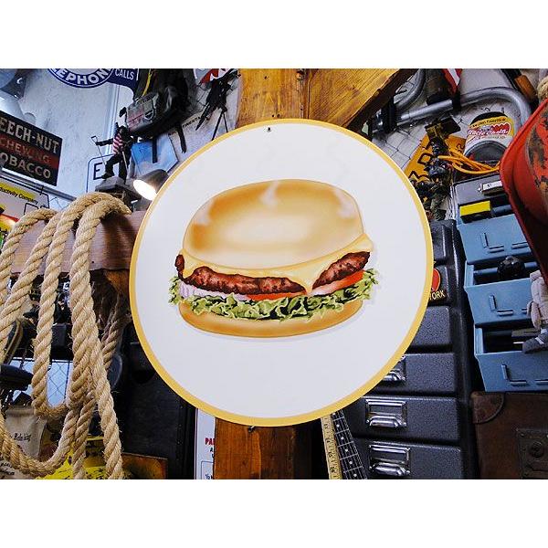 ハンバーガー　U.S.ヘヴィースチールサイン　（ラウンド）　アメリカ雑貨　アメリカン雑貨　サインプレ...